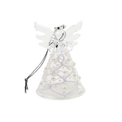 Glass Angel with Glitter and Pearls
